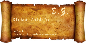 Dicker Zalán névjegykártya